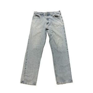 Wrangler Jeans Mens 36x34 Blue Denim Light Wash Flex Relaxed Comfort Fit